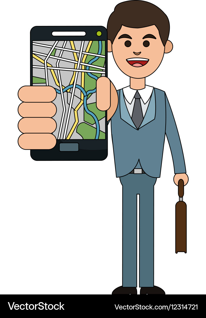 Man and smartphone with gps app design Vector Image