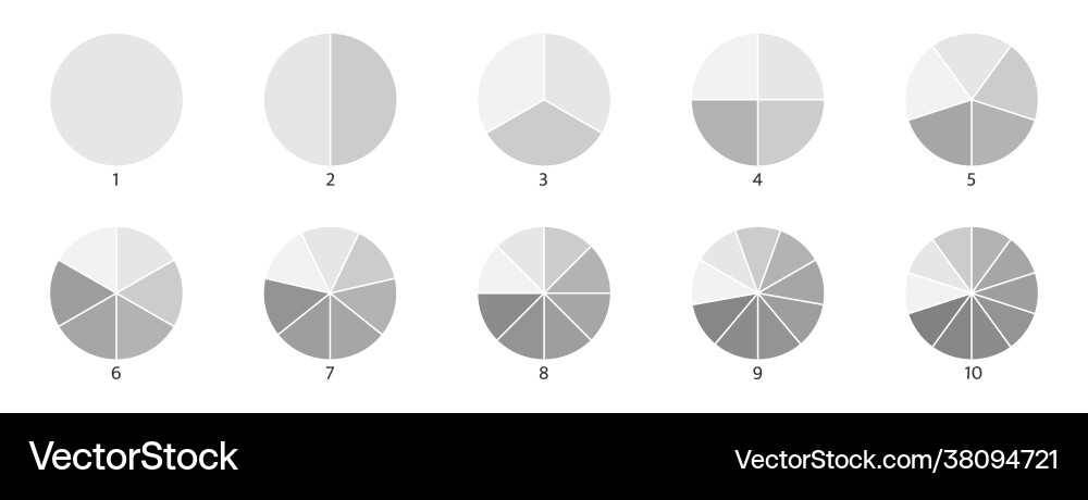 Pie Chart Icons - Segmented Circles vector image