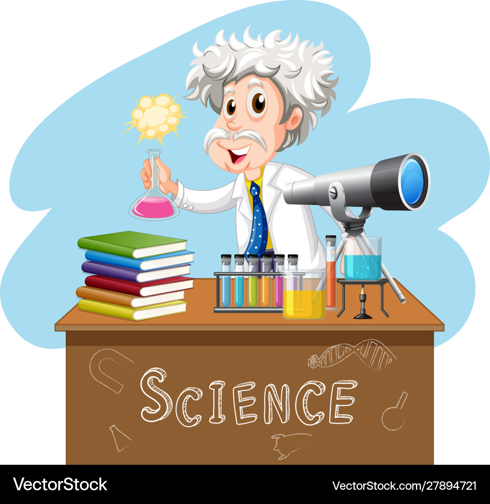 Scientist working on table Scientist working on table vector image
