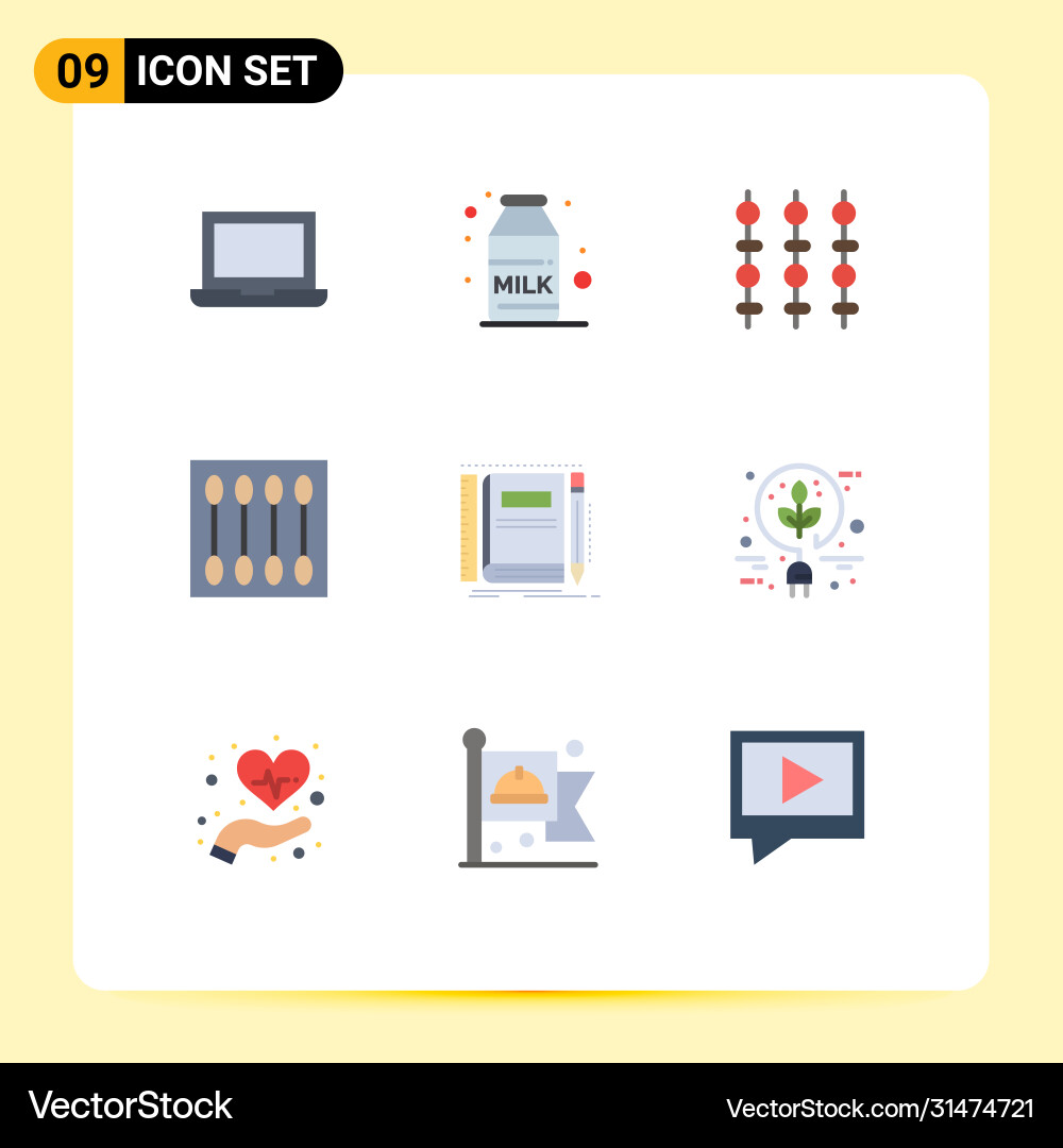 Set 9 flat colors on grid for notepad book Vector Image