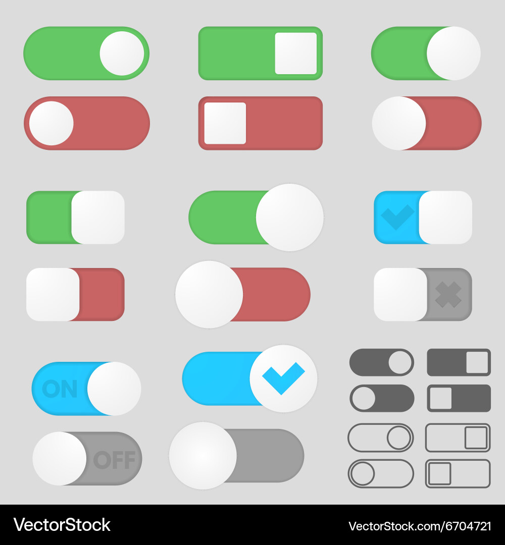 Toggle switch buttons pack Vector Image