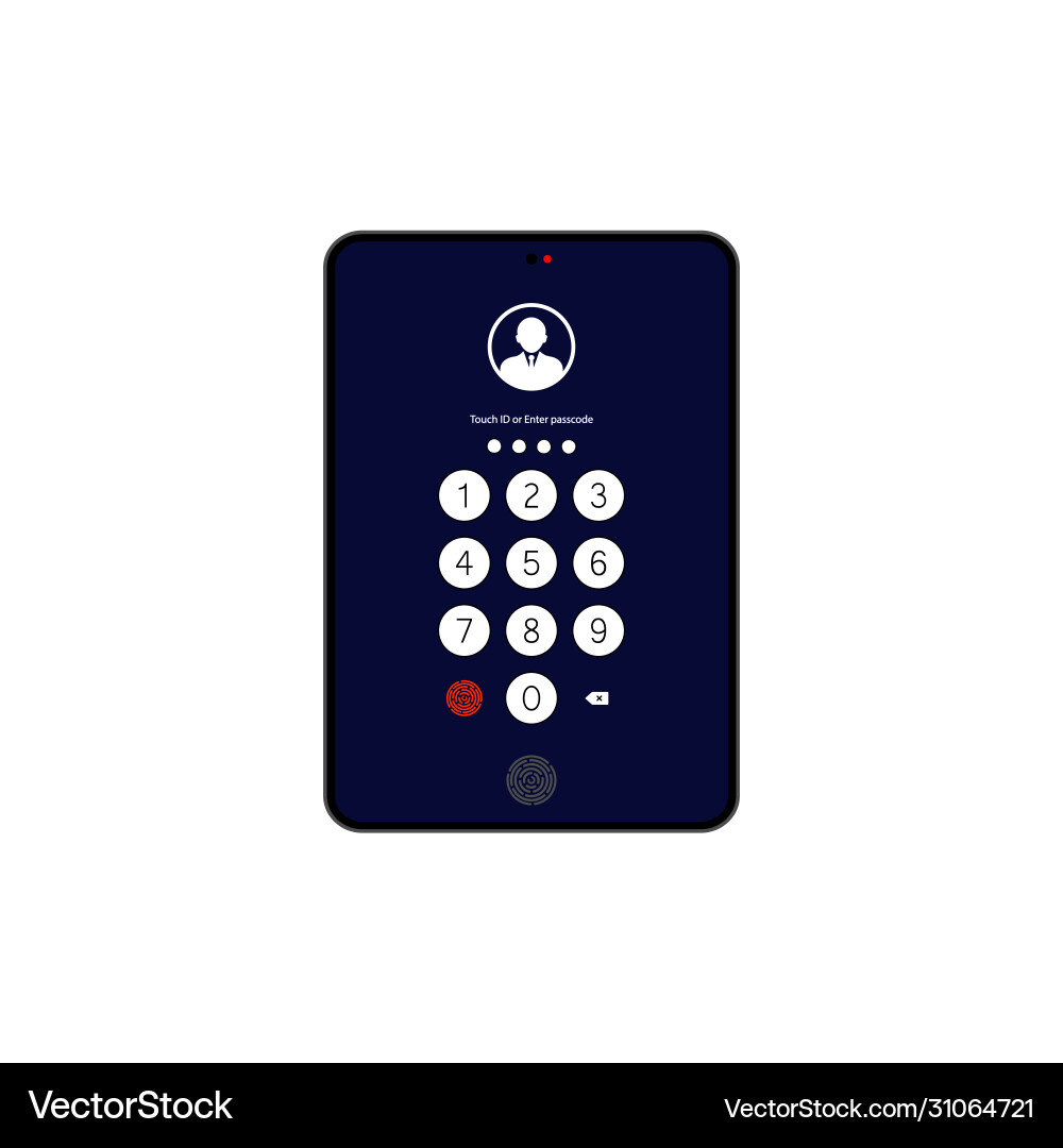 Touch id or enter passcode password interface Touch id or enter passcode password interface vector image