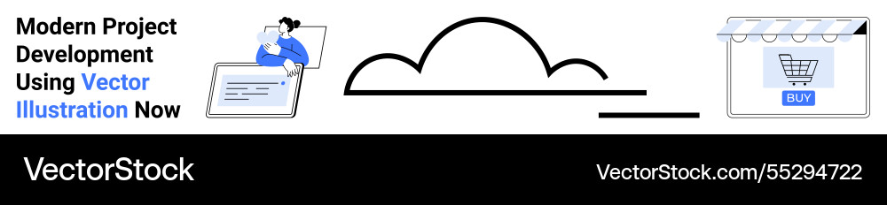 Collaborative cloud-based project management Collaborative cloud-based project management vector image