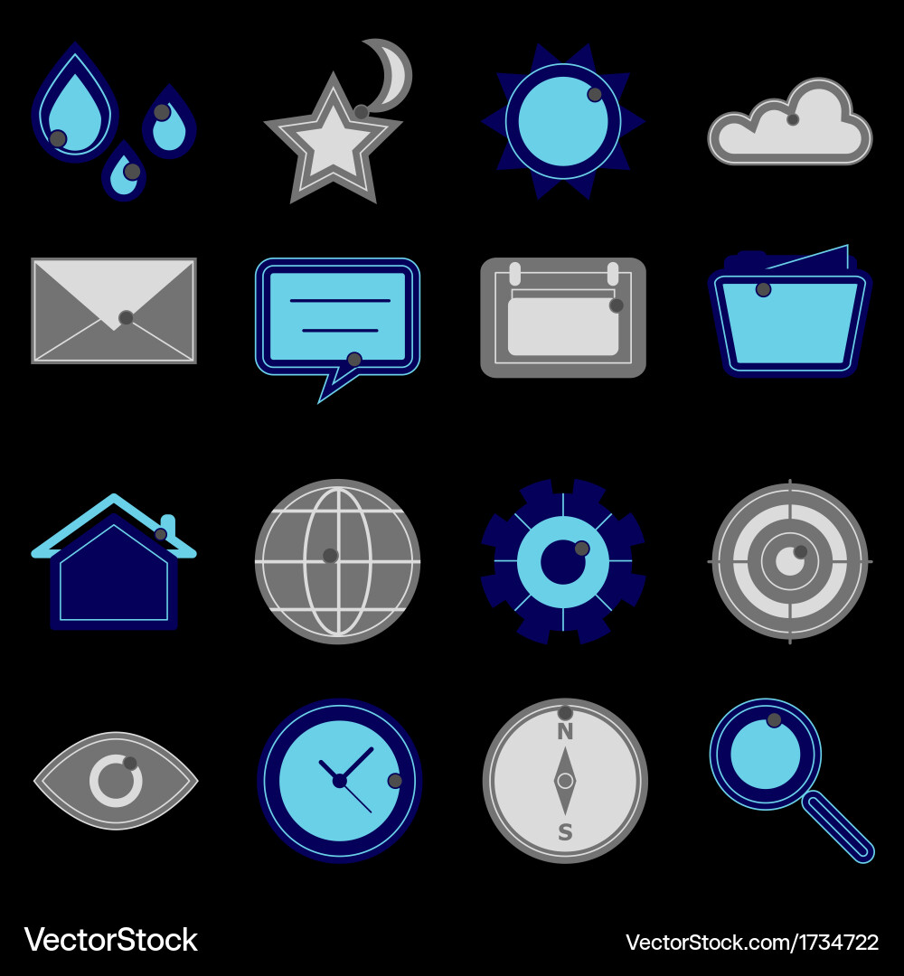 Design useful web icons on black background Vector Image