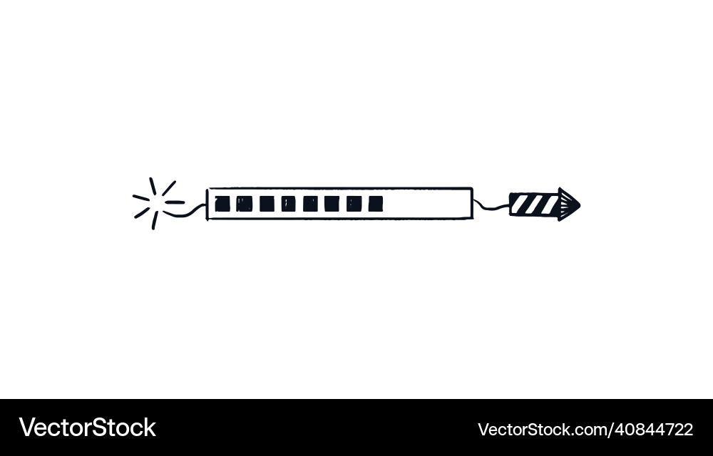 Firecracker loading bar doodle download rocket Vector Image