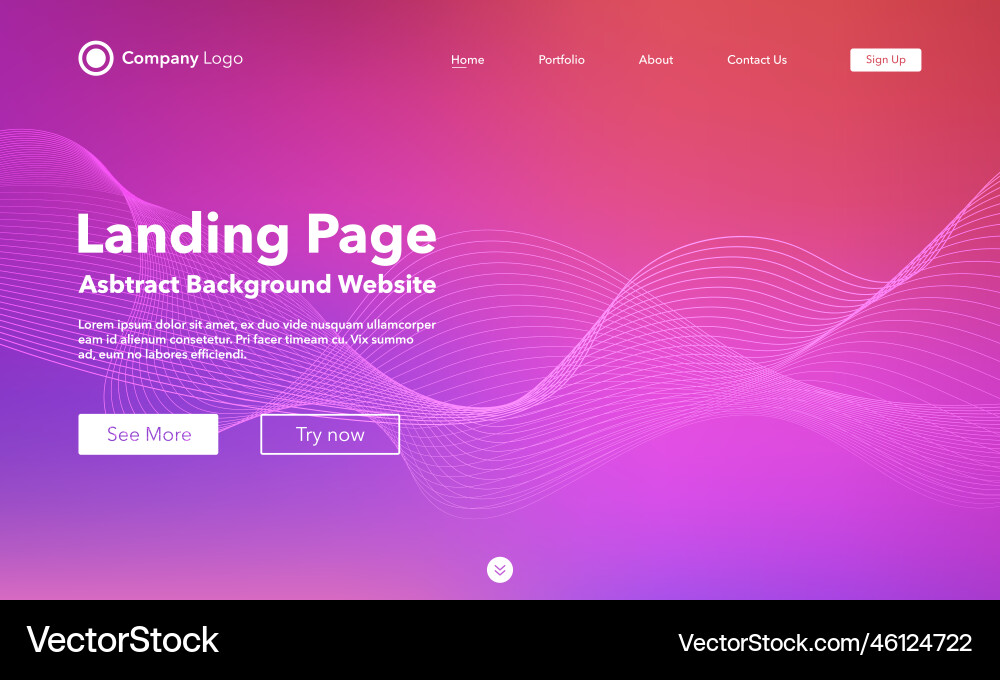 Gradient abstract wave background landing page Gradient abstract wave background landing page vector image