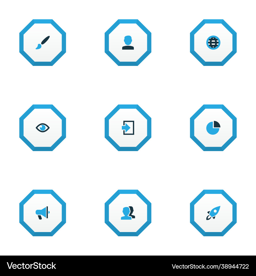 Interface icons colored set with user globe Interface icons colored set with user globe vector image