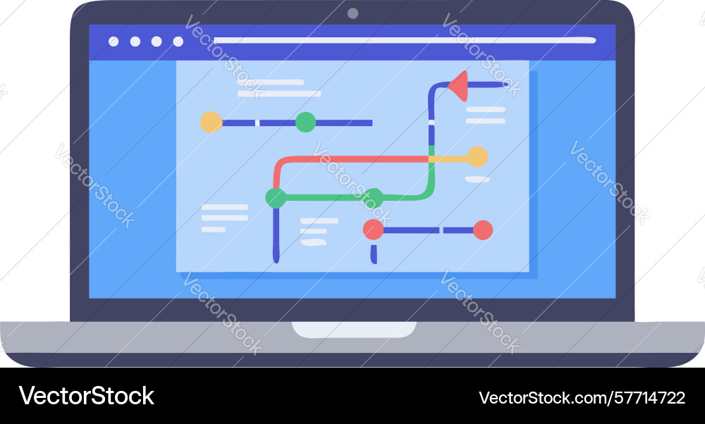 Laptop with flowchart diagram for process vector image