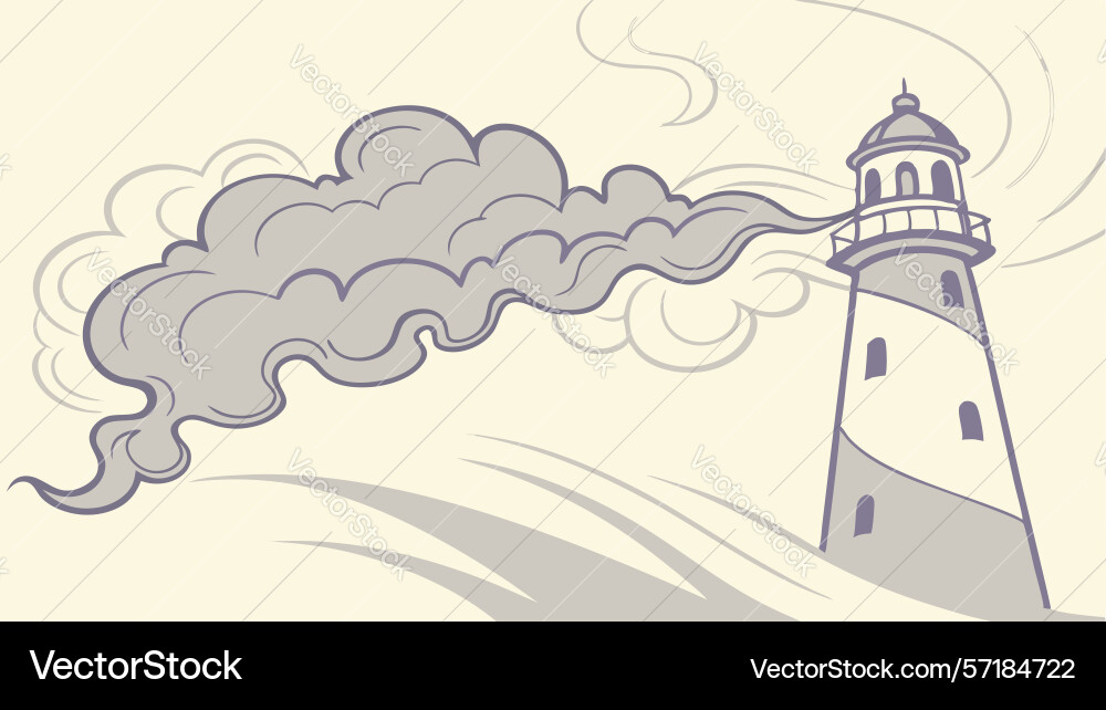 Lighthouse with smoke clouds design generative ai Lighthouse with smoke clouds design generative ai vector image