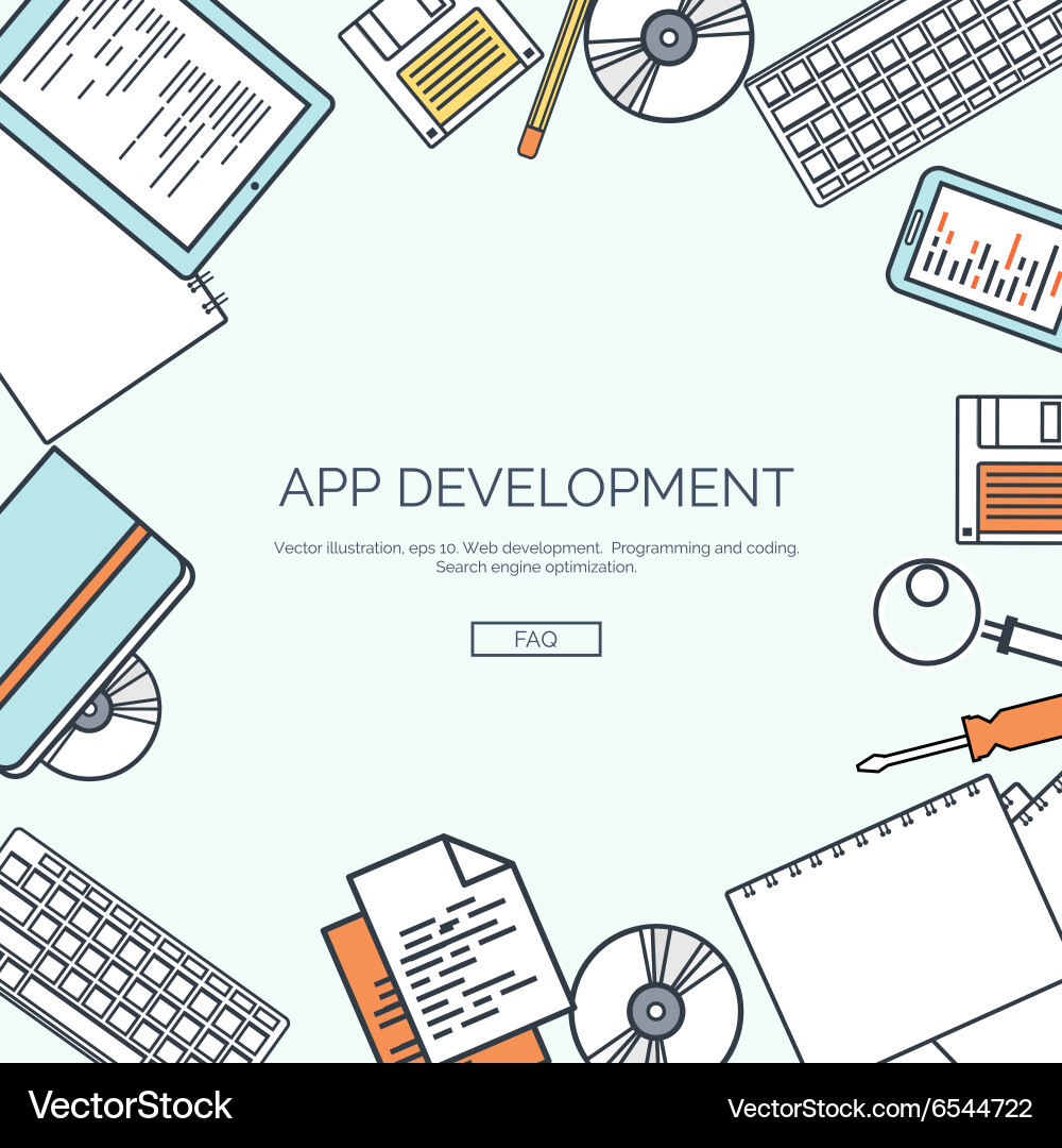 Lined flat computing vector image
