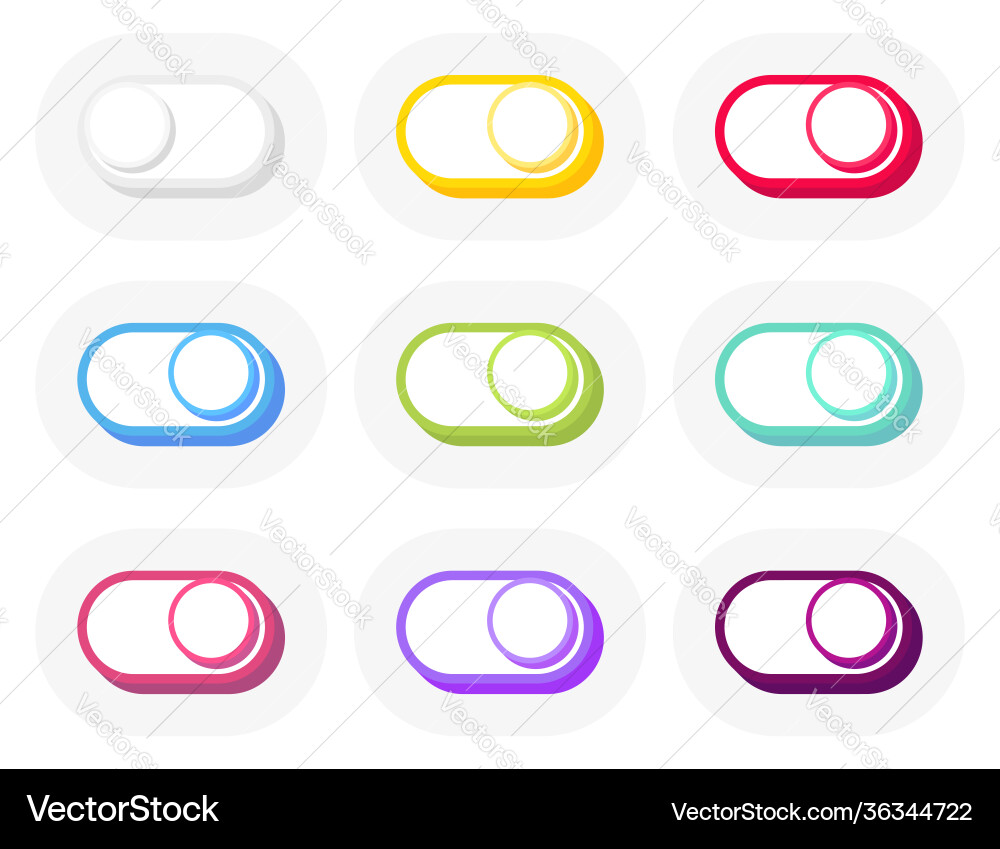 On and off toggle switch buttons modern 3d flat vector image