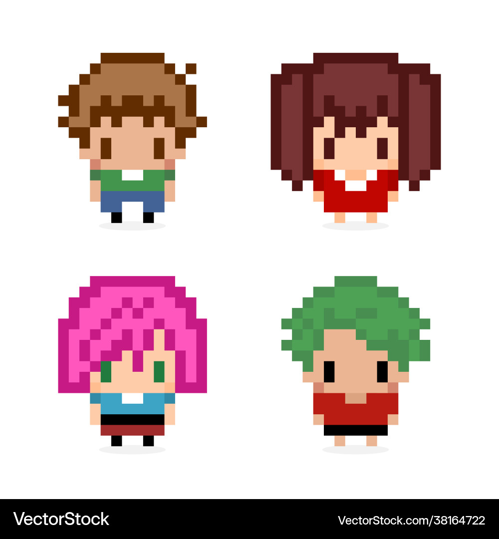 Pixel image game avatar character for assets Vector Image