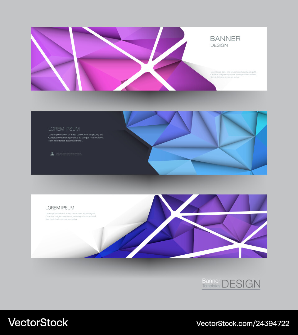 Polygon banner set polygonal or low poly pattern Polygon banner set polygonal or low poly pattern vector image