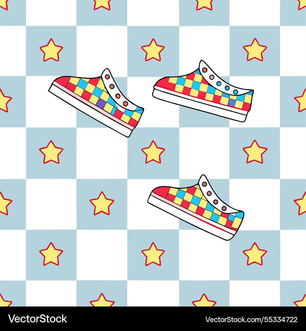 Retro checker seamless pattern with colorful Vector Image