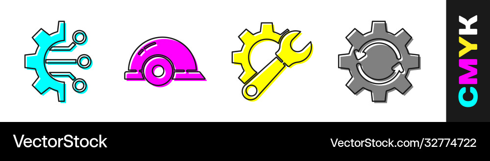 Set algorithm worker safety helmet wrench Set algorithm worker safety helmet wrench vector image