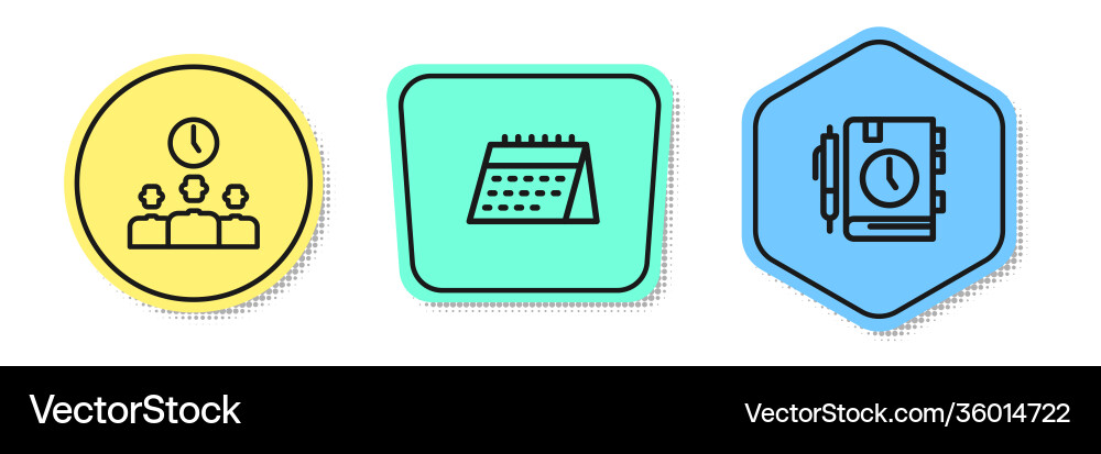 Set line time management calendar and daily paper Set line time management calendar and daily paper Vector Image