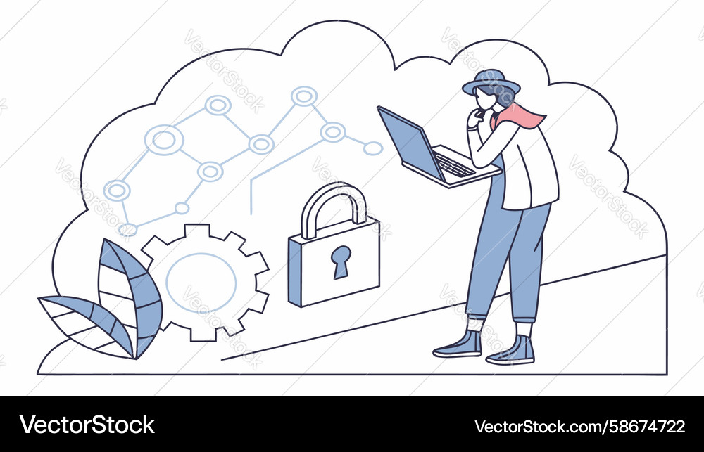 System security and protected digital processes Vector Image