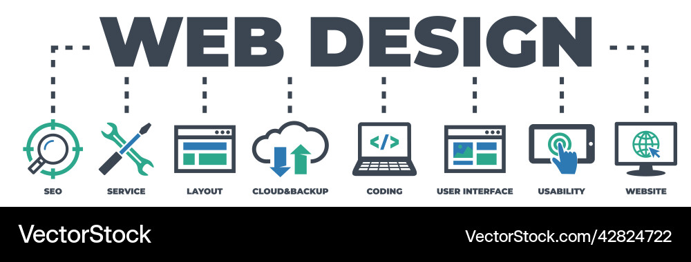 Web design concept with icons and signs Web design concept with icons and signs vector image