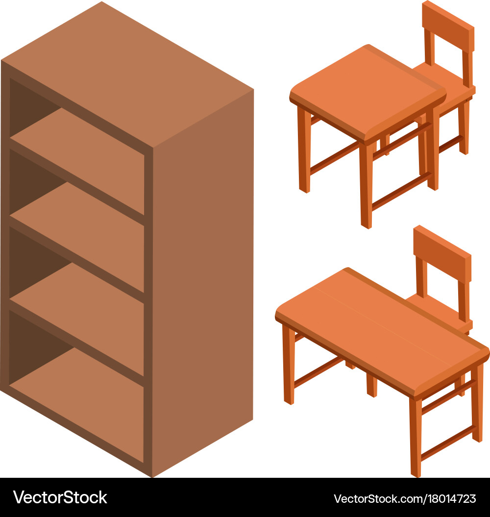 3d design for shelf and chairs Vector Image