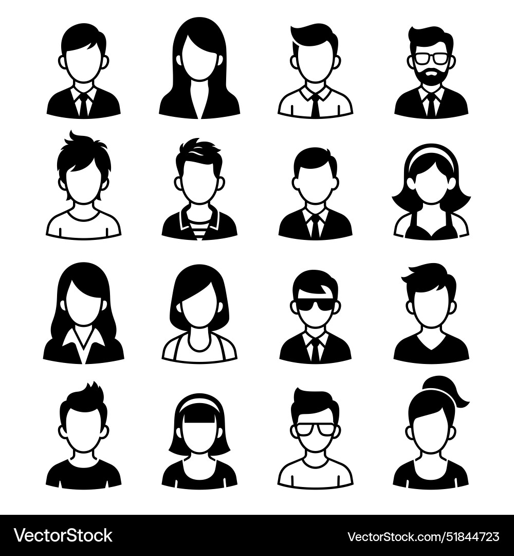 Avatar profile people icon set Vector Image