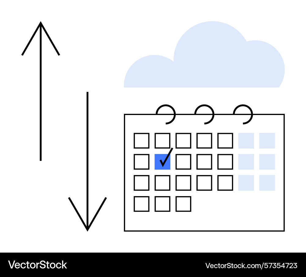 Cloud-based task management with calendar Cloud-based task management with calendar vector image