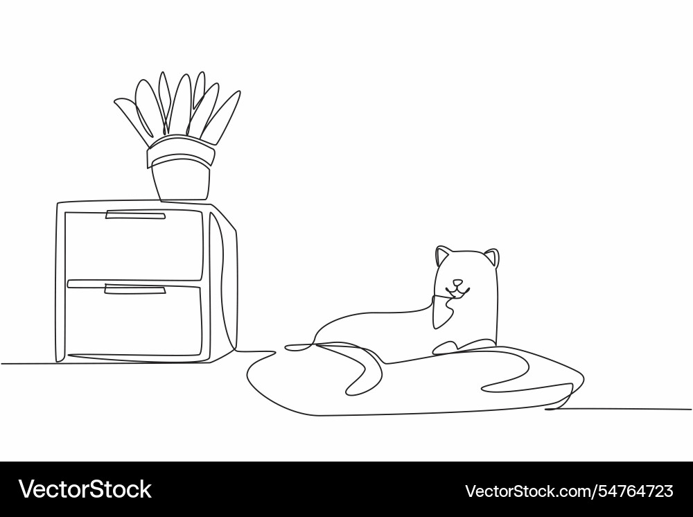 Continuous one line drawing cat lying Continuous one line drawing cat lying vector image
