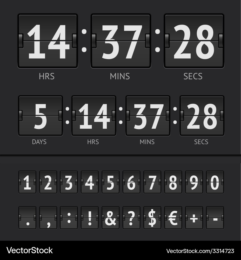 Countdown timer and scoreboard numbers vector image