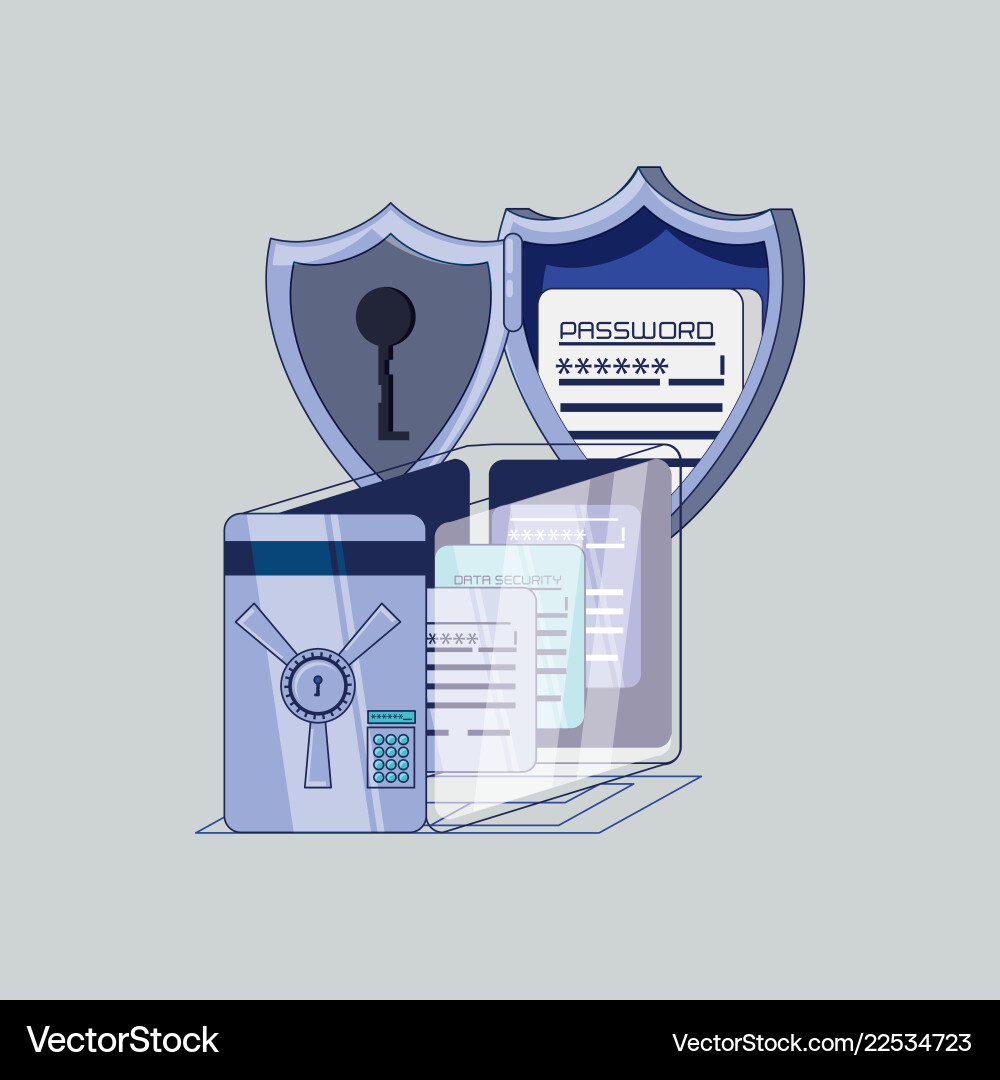 Data security with shield vector image