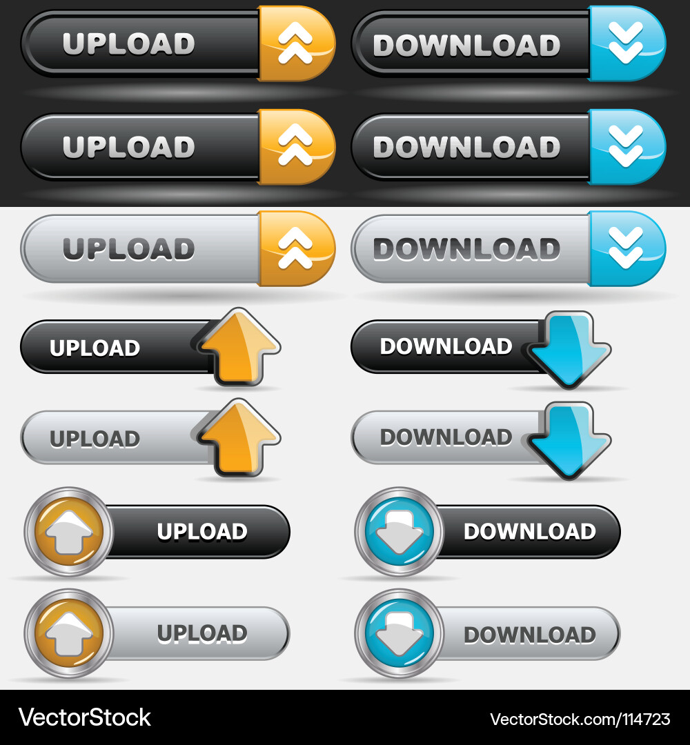 Download and Upload Button Set vector image