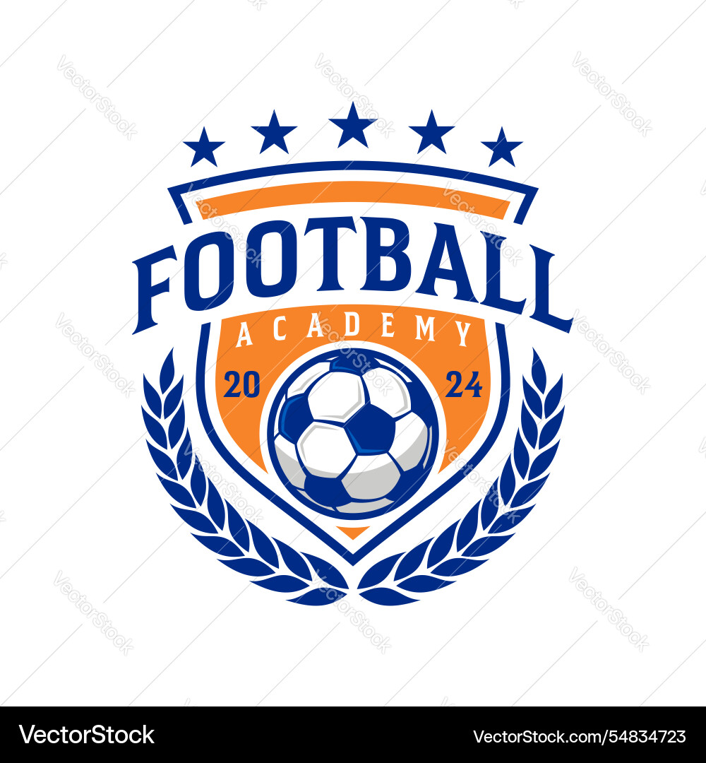 Football logo badge with a soccer ball sport Football logo badge with a soccer ball sport Vector Image