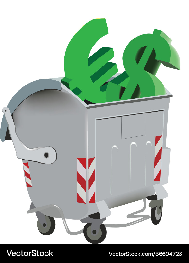 Garbage dumpster x containing symbols Garbage dumpster x containing symbols Vector Image