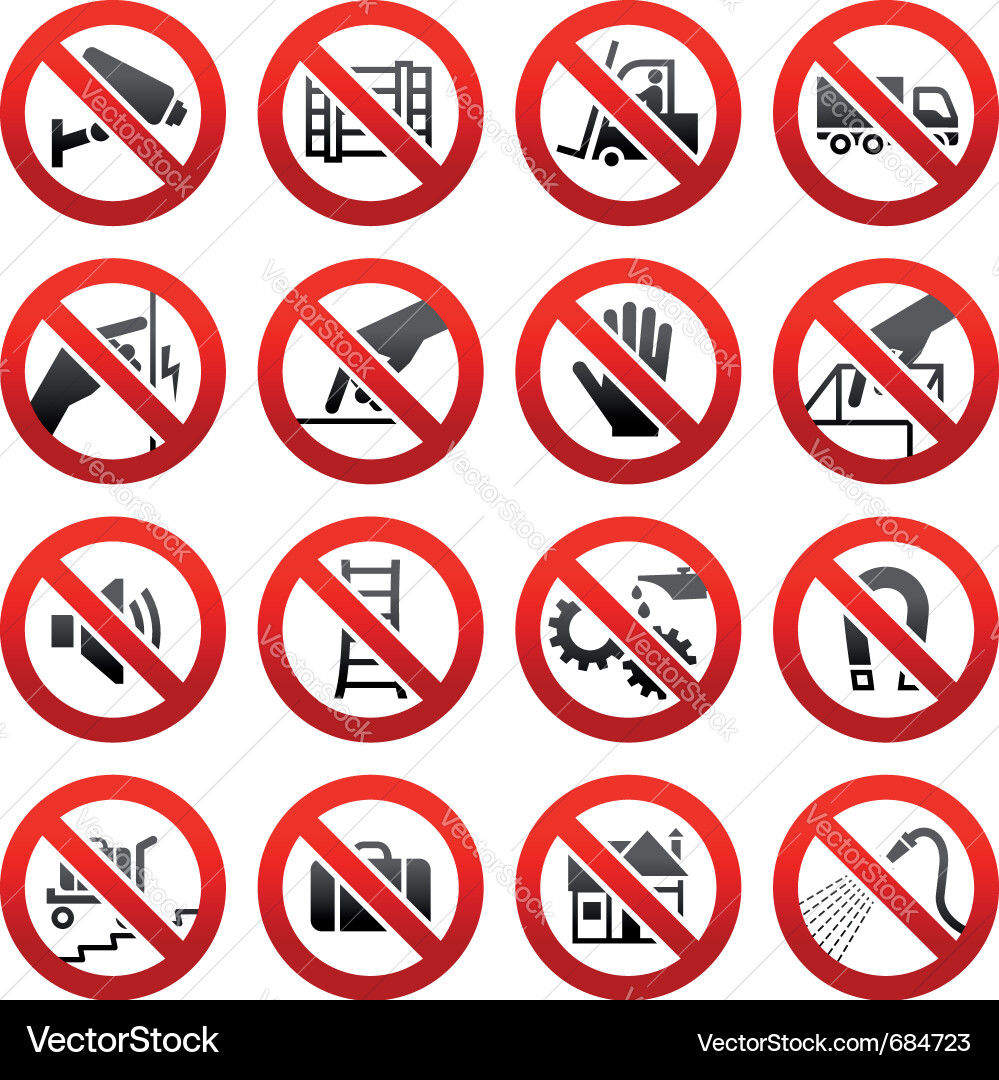 Industrial Hazard Warning Signs Vector Image