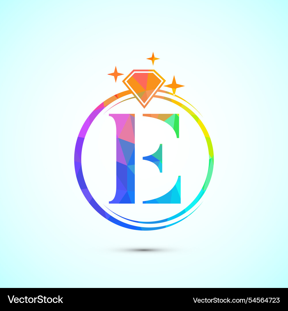 Initial alphabet e in a circle with diamond Initial alphabet e in a circle with diamond Vector Image