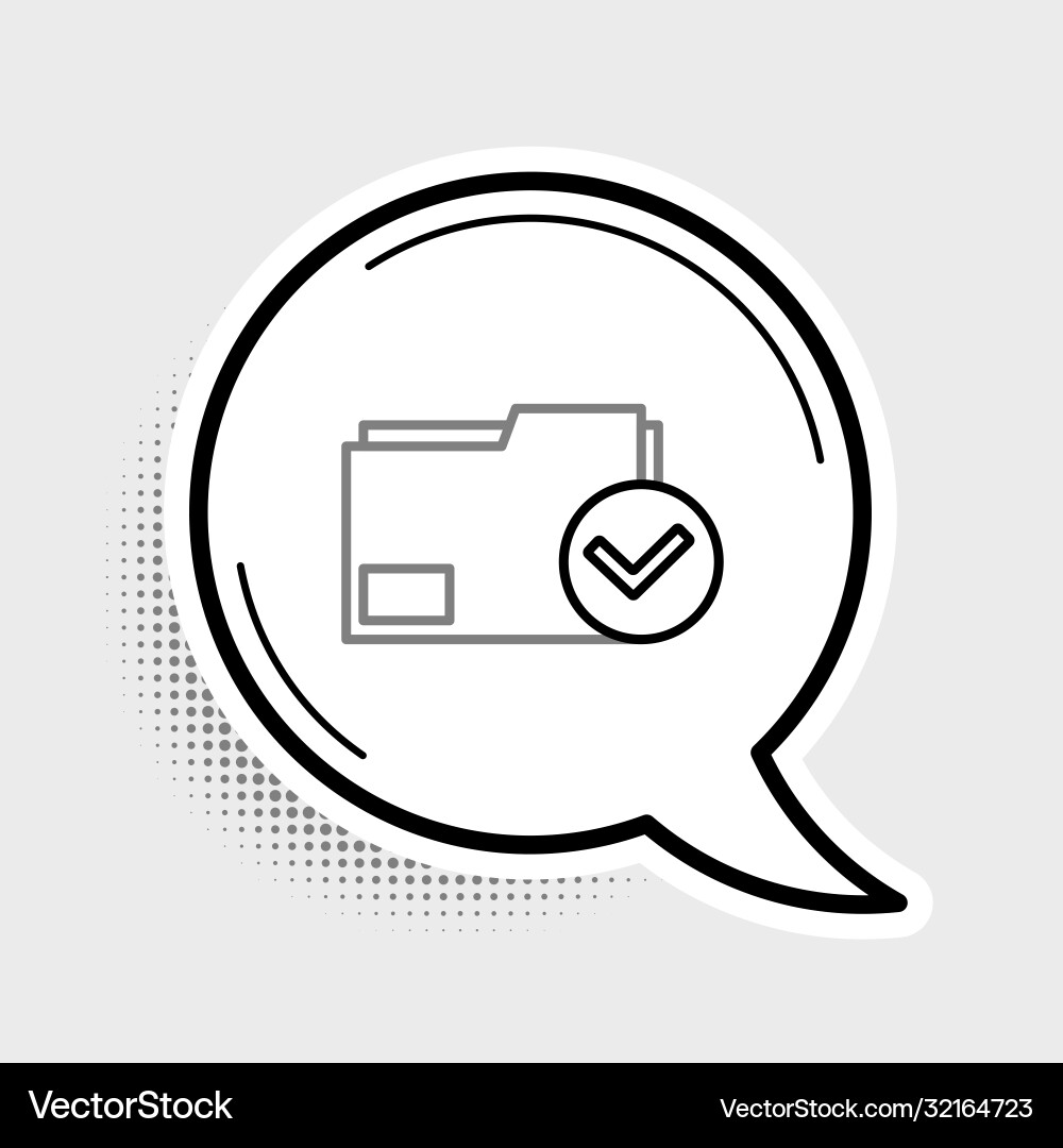 Line document folder and check mark icon isolated Line document folder and check mark icon isolated vector image