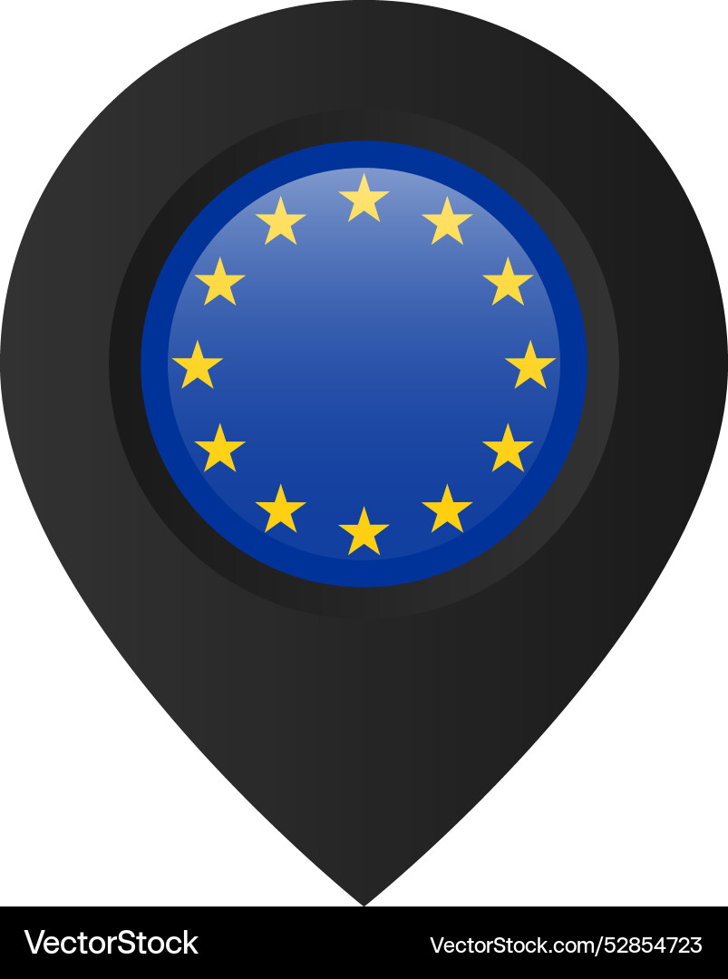 Location pointer with the flag of european union vector image