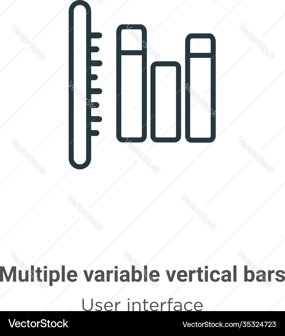 Multiple variable vertical bars outline icon thin vector image