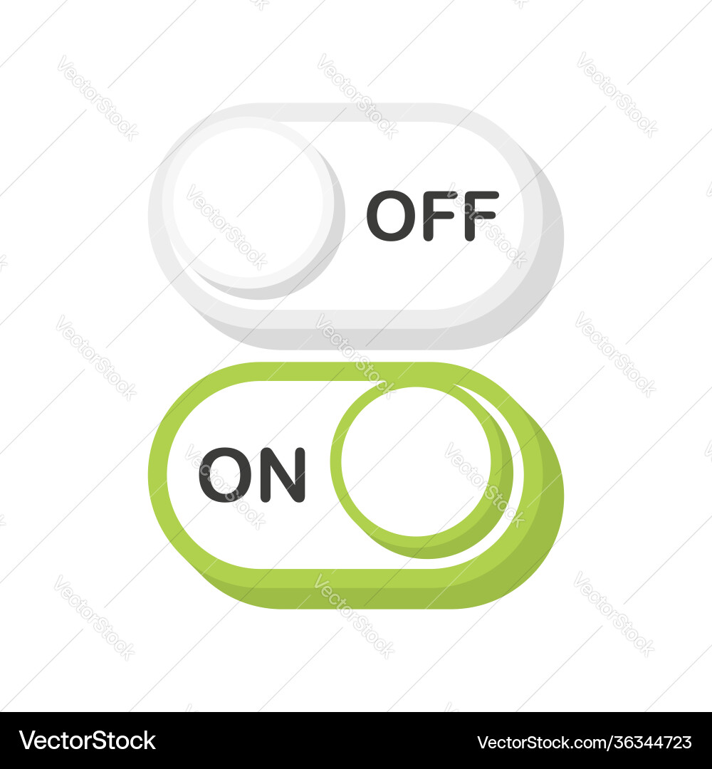 On and off toggle switch buttons modern 3d flat On and off toggle switch buttons modern 3d flat vector image
