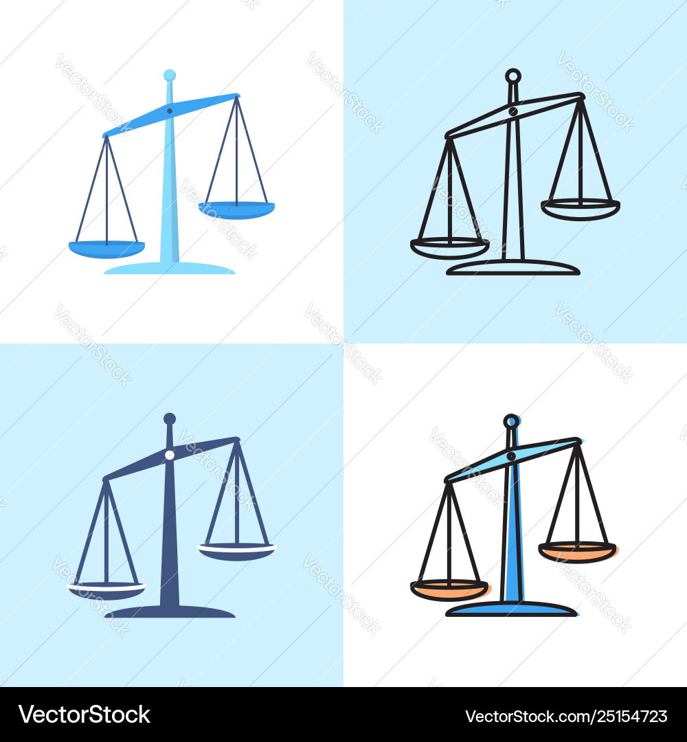 Scales icon set in flat and line styles Scales icon set in flat and line styles vector image