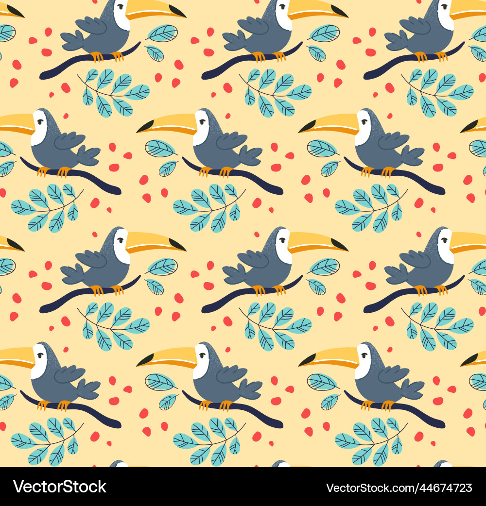 Seamless pattern with toucan Vector Image