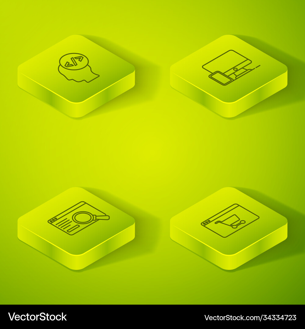 Set isometric line monitor and mobile ui ux Set isometric line monitor and mobile ui ux Vector Image