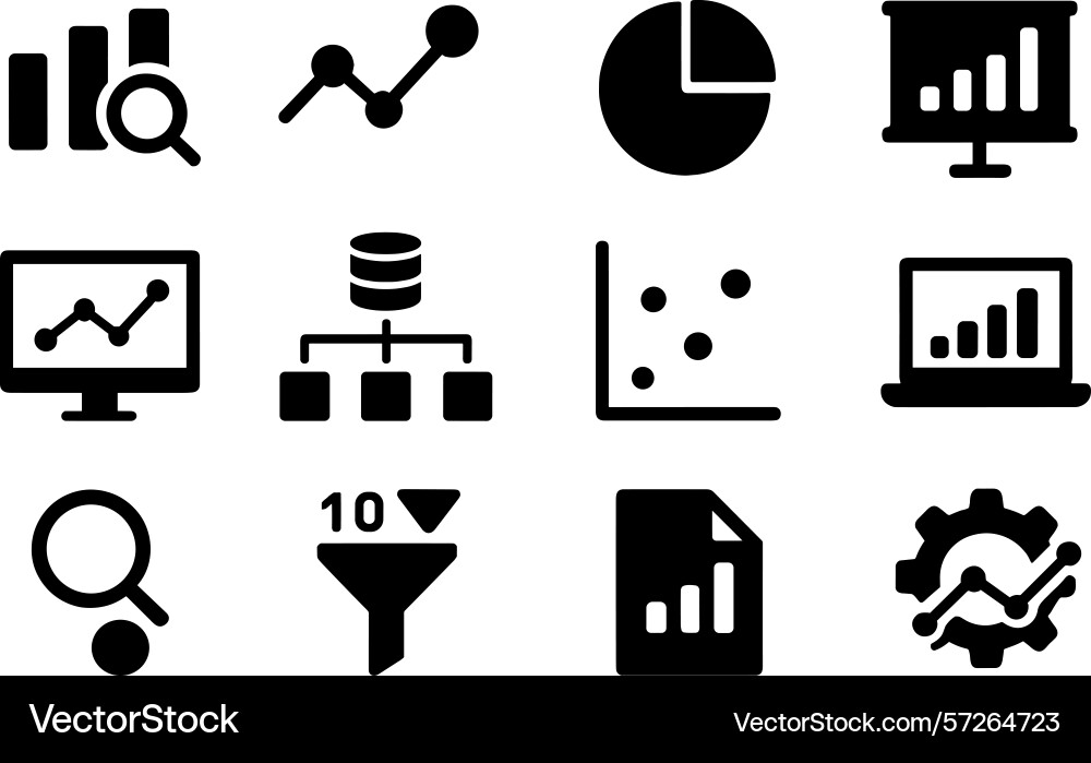 Visual representation of various data analytics Vector Image