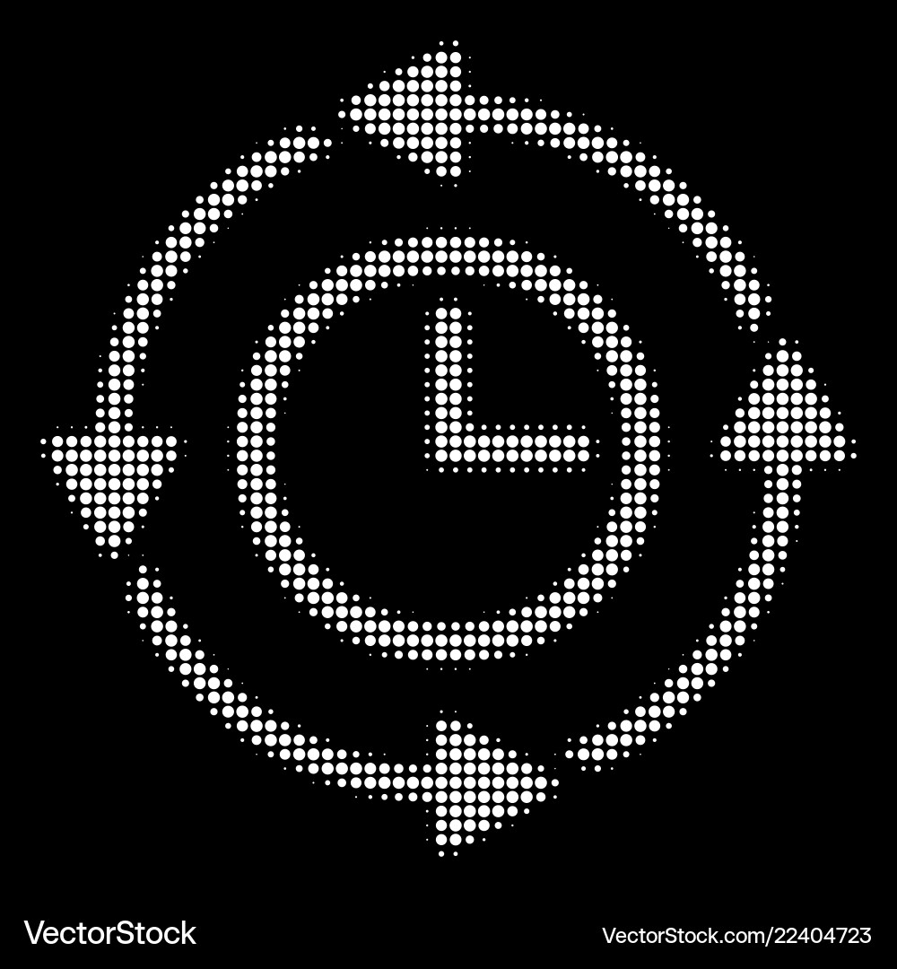 White halftone wayback clock icon White halftone wayback clock icon vector image