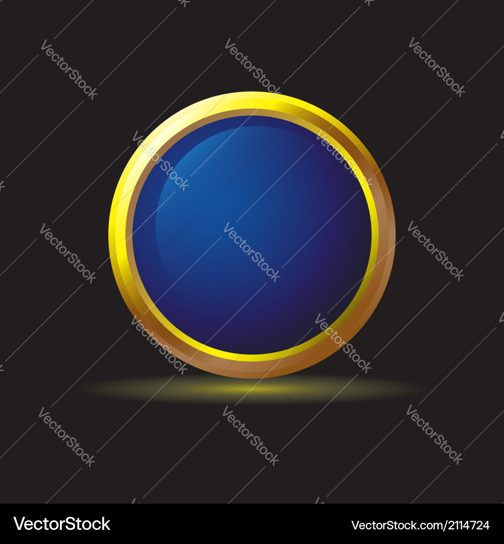 Blue web button in a metal frame vector image