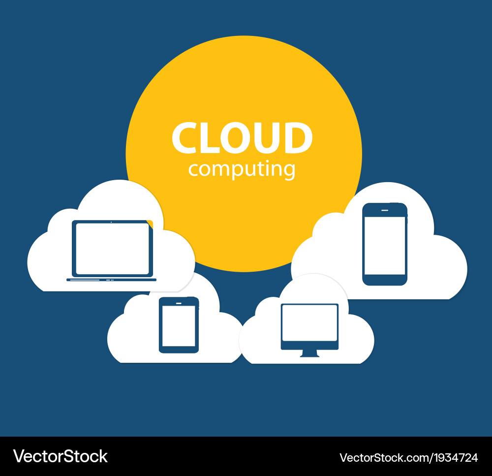 Cloud computing concept on different electronic Vector Image