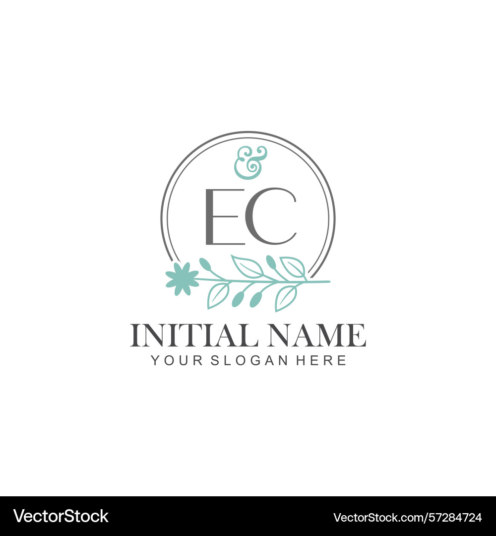 Ec initial logo templates with botanical elements Vector Image