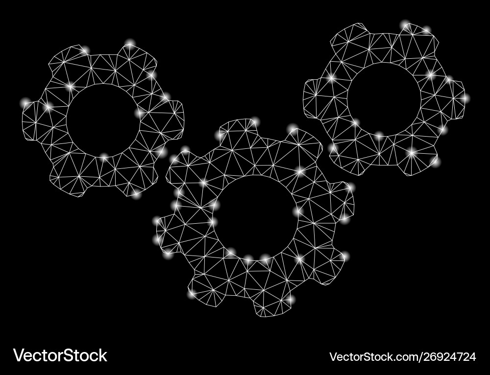 Flare mesh wire frame system gears with Flare mesh wire frame system gears with Vector Image