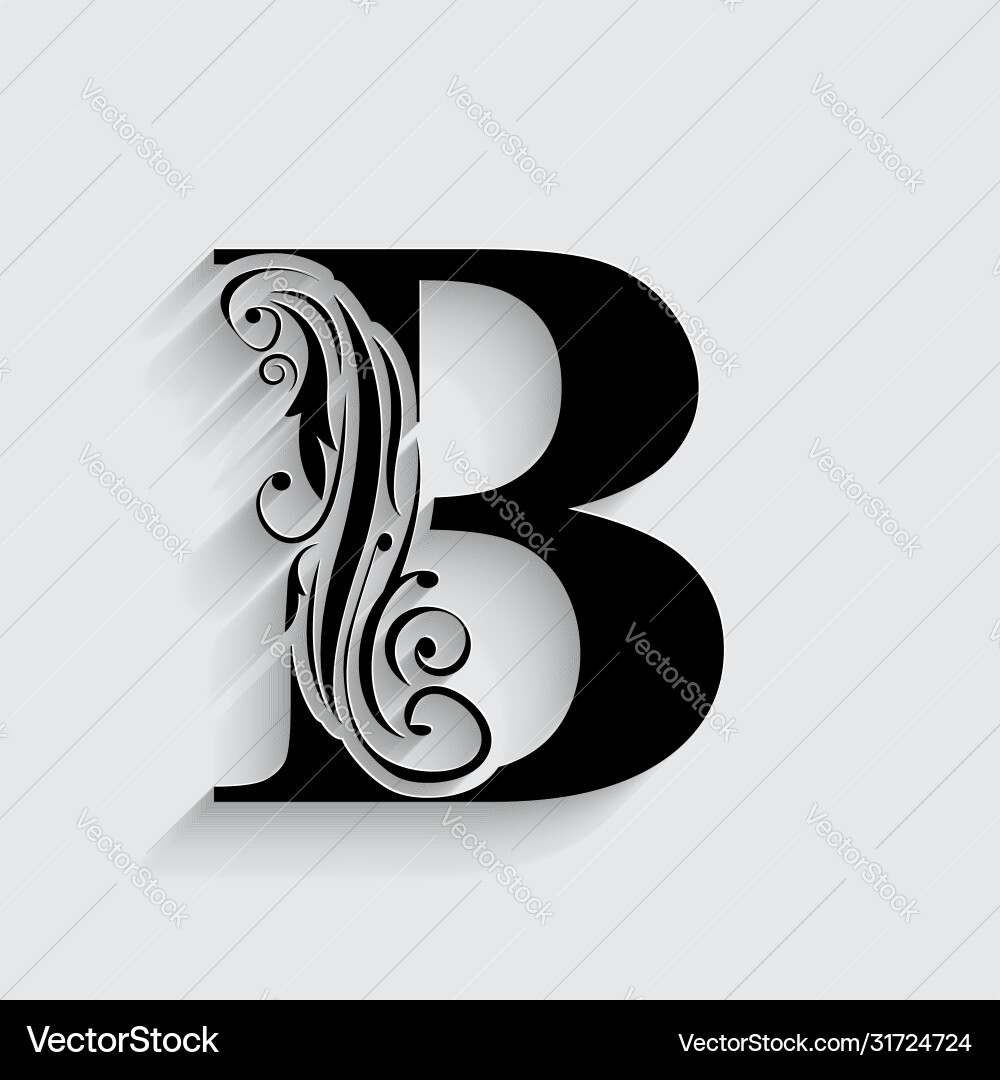 Letter b schwarz blume alphabet schöne Hauptstadt Letter b schwarz blume alphabet schöne Hauptstadt vektorbild