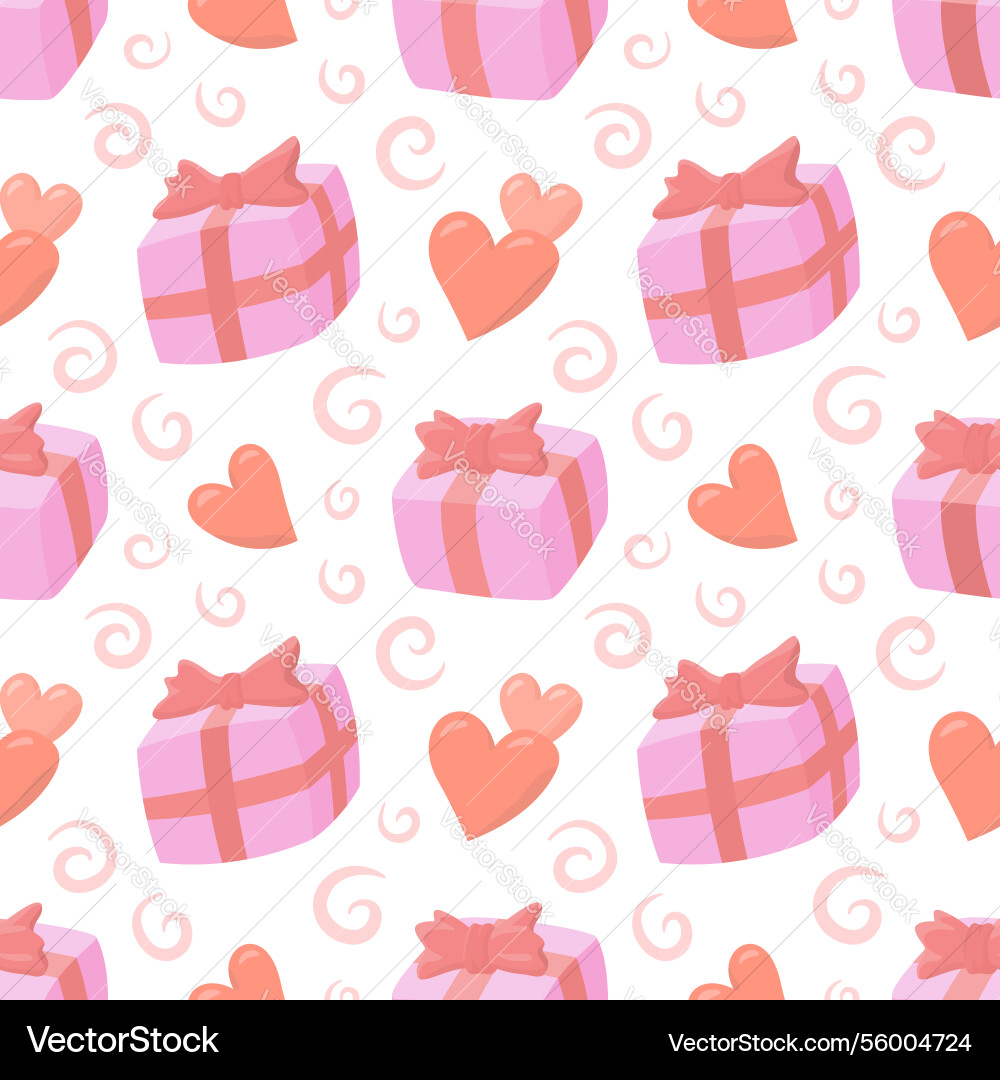 Pattern with gift boxes and hearts Royalty Free Vector Image