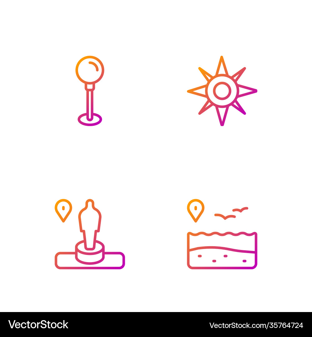 Set line location with beach and monument push Vector Image
