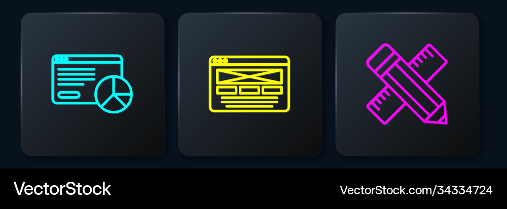Set line website statistic crossed ruler Set line website statistic crossed ruler Vector Image